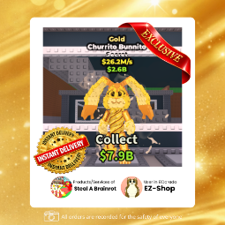 Buy [💲26.2M/s] 🐰 CHURRITO BUNNITO 🥨 GOLD 🪙 INSTANT DELIVERY 🔥CHEAPEST⚡ 25-49 M/s - Steal a Brainrot